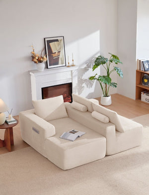 English Elm New Modular L-Shaped Sectional Sofa Deep Corduroy Cushions for Modern Living Spaces White Left W3975P476167