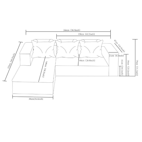 English Elm New Modular L-Shaped Sectional Sofa Deep Corduroy Cushions for Modern Living Spaces White Left W3975P476167
