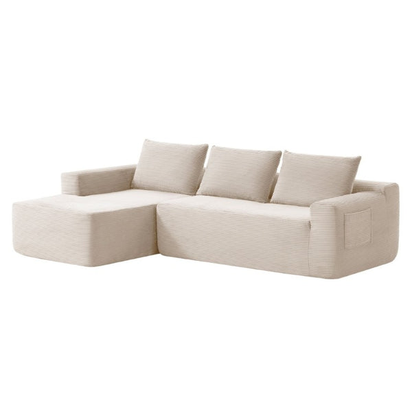 English Elm New Modular L-Shaped Sectional Sofa Deep Corduroy Cushions for Modern Living Spaces White Left W3975P476167