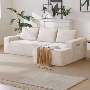 English Elm New Modular L-Shaped Sectional Sofa Deep Corduroy Cushions for Modern Living Spaces White Right W3975P476168