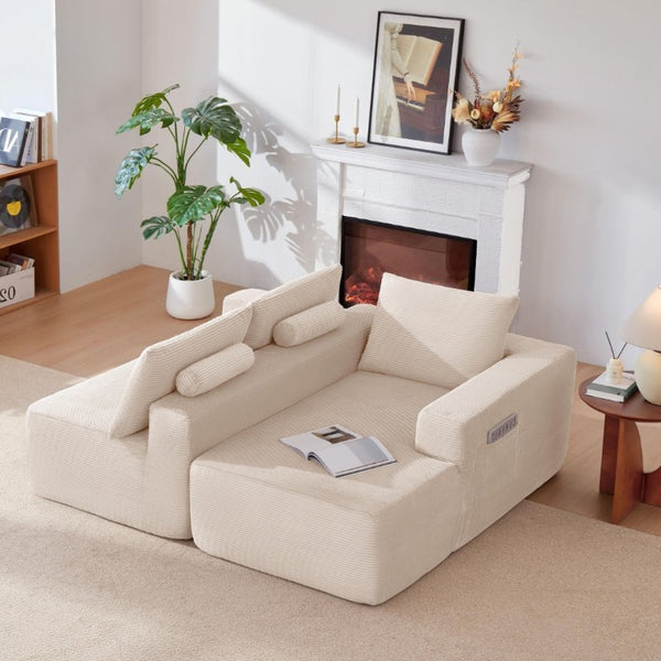 English Elm New Modular L-Shaped Sectional Sofa Deep Corduroy Cushions for Modern Living Spaces White Right W3975P476168