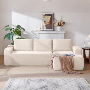 English Elm New Modular L-Shaped Sectional Sofa Deep Corduroy Cushions for Modern Living Spaces White Right W3975P476168