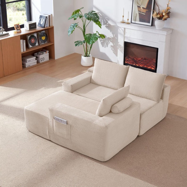 English Elm New Modular L-Shaped Sectional Sofa Deep Corduroy Cushions for Modern Living Spaces White Right W3975P476168