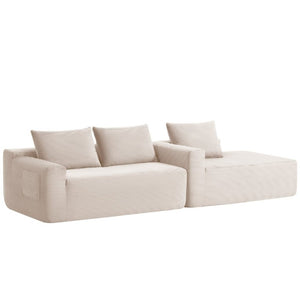 English Elm New Modular L-Shaped Sectional Sofa Deep Corduroy Cushions for Modern Living Spaces White Right W3975P476168