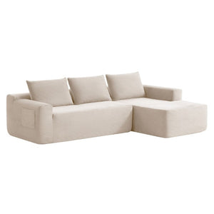English Elm New Modular L-Shaped Sectional Sofa Deep Corduroy Cushions for Modern Living Spaces White Right W3975P476168