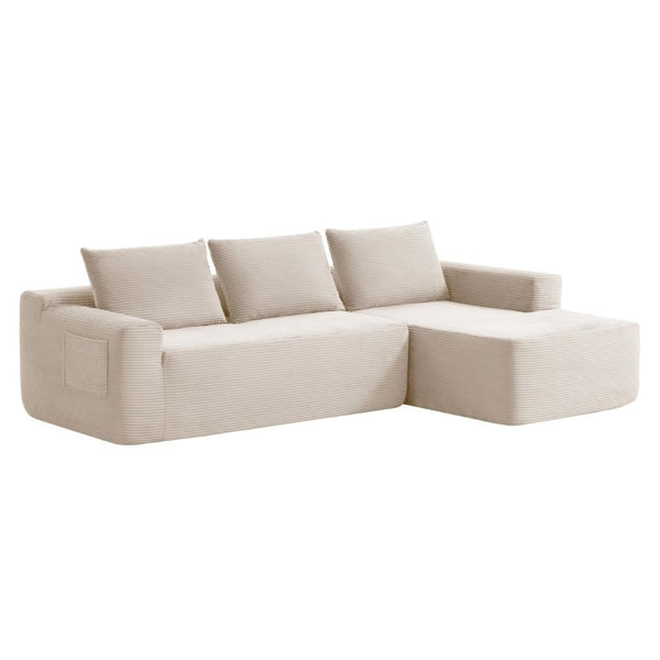 English Elm New Modular L-Shaped Sectional Sofa Deep Corduroy Cushions for Modern Living Spaces White Right W3975P476168
