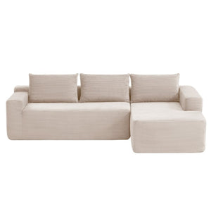 English Elm New Modular L-Shaped Sectional Sofa Deep Corduroy Cushions for Modern Living Spaces White Right W3975P476168