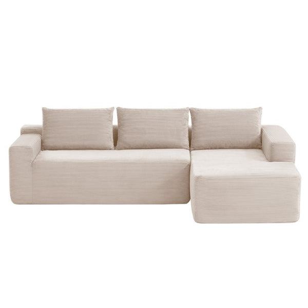 English Elm New Modular L-Shaped Sectional Sofa Deep Corduroy Cushions for Modern Living Spaces White Right W3975P476168