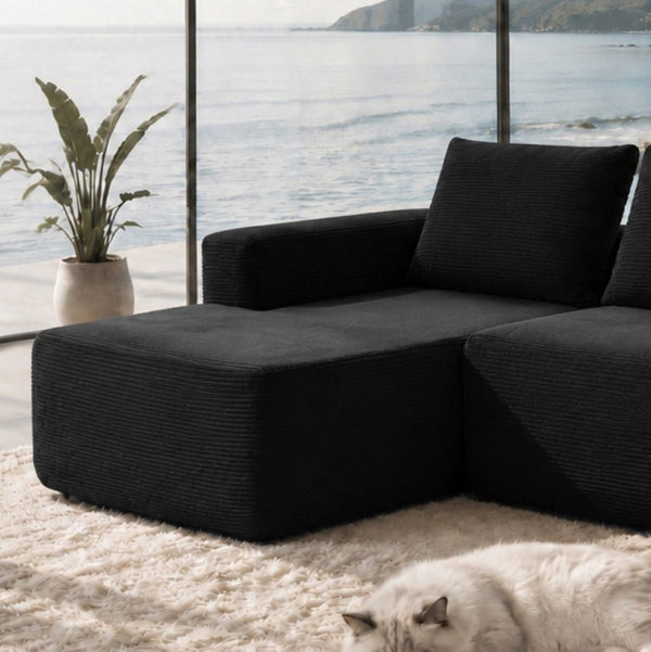 English Elm 66.9Inch Corduroy Left Chaise Sectional Fully Assembled Lounge Sofa for Modern Living W3975P479009