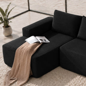 English Elm 66.9Inch Corduroy Left Chaise Sectional Fully Assembled Lounge Sofa for Modern Living W3975P479009