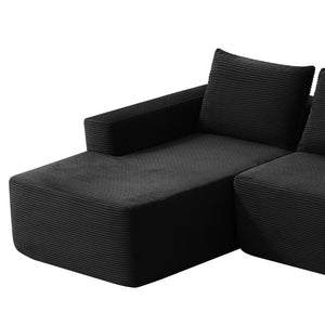 English Elm 66.9Inch Corduroy Left Chaise Sectional Fully Assembled Lounge Sofa for Modern Living W3975P479009
