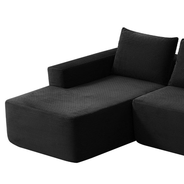 English Elm 66.9Inch Corduroy Left Chaise Sectional Fully Assembled Lounge Sofa for Modern Living W3975P479009