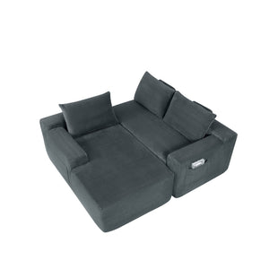 English Elm New2 Cloud Sectional Sofa Plush Corduroy U-shaped Modular Deep Seat for Living Room W3975P484393