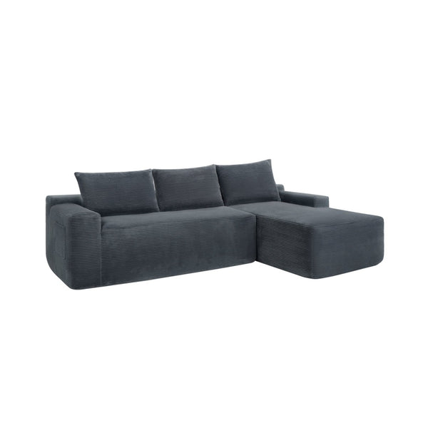 English Elm New2 Corduroy Cloud Sectional Sofa with Deep Chaise Lounge No Assembly Living Room W3975P484394