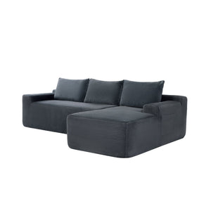 English Elm New2 Corduroy Cloud Sectional Sofa with Deep Chaise Lounge No Assembly Living Room W3975P484394