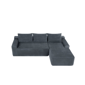 English Elm New2 Corduroy Cloud Sectional Sofa with Deep Chaise Lounge No Assembly Living Room W3975P484394