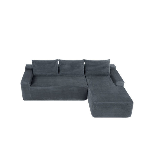 English Elm New2 Corduroy Cloud Sectional Sofa with Deep Chaise Lounge No Assembly Living Room W3975P484394