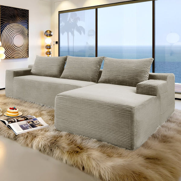 English Elm New96.9" Cloud Modular Sectional Corduroy Upholstered Deep Seat Sofa for Living Room W3975P484399