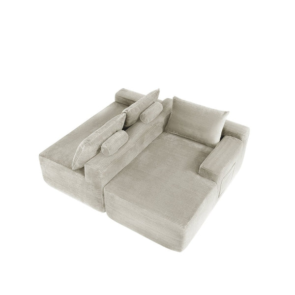 English Elm New96.9" Cloud Modular Sectional Corduroy Upholstered Deep Seat Sofa for Living Room W3975P484399