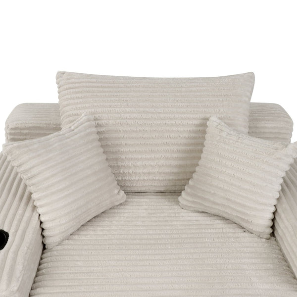 English Elm New Corduroy Convertible Chaise Lounge Sleeper Chair with Cup Holder and Throw Pillows Beige W3975P484410