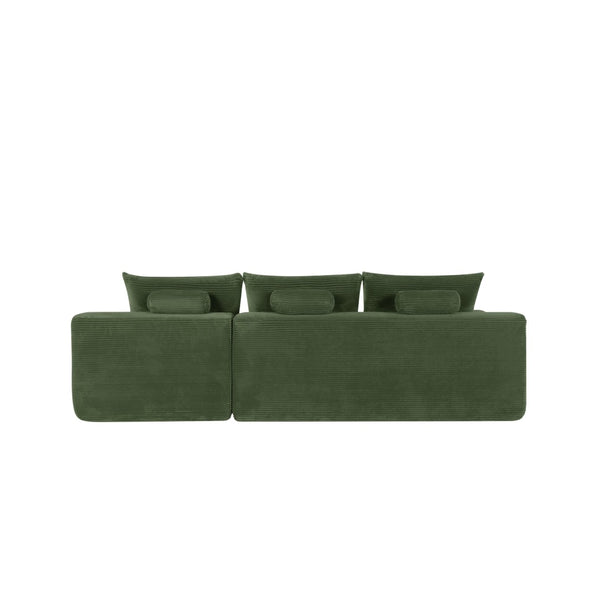 English Elm New2 Cloud Modular Sectional Sofa Corduroy Upholstered Deep Seat L-Shaped Living Room Green Right W3975P487618