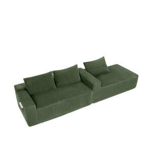 English Elm New2 Cloud Modular Sectional Sofa Corduroy Upholstered Deep Seat L-Shaped Living Room Green Right W3975P487618