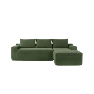 English Elm New2 Cloud Modular Sectional Sofa Corduroy Upholstered Deep Seat L-Shaped Living Room Green Right W3975P487618