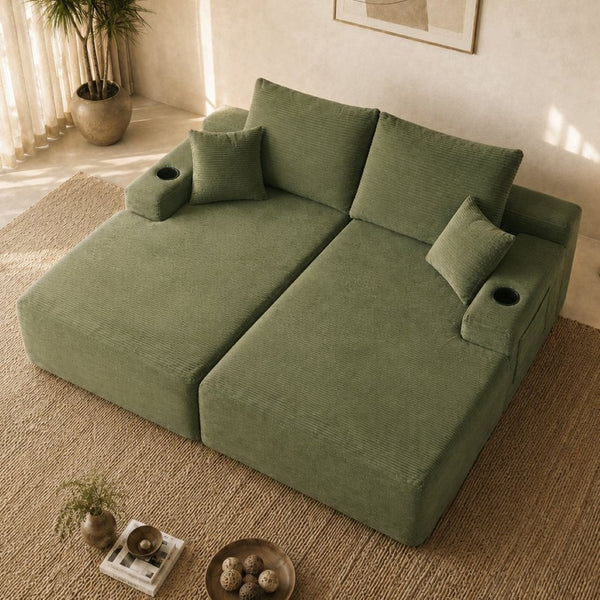 English Elm New1-69"cloud Corduroy Sectional Deep Seat Lounge Sofa for Modern Living Spaces W3975P487939