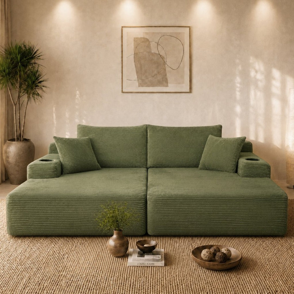 English Elm New1-69"cloud Corduroy Sectional Deep Seat Lounge Sofa for Modern Living Spaces W3975P487939