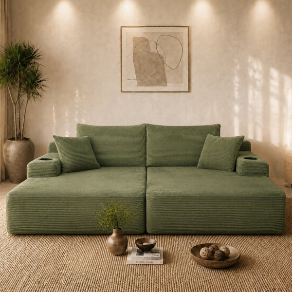English Elm New1-69"cloud Corduroy Sectional Deep Seat Lounge Sofa for Modern Living Spaces W3975P487939