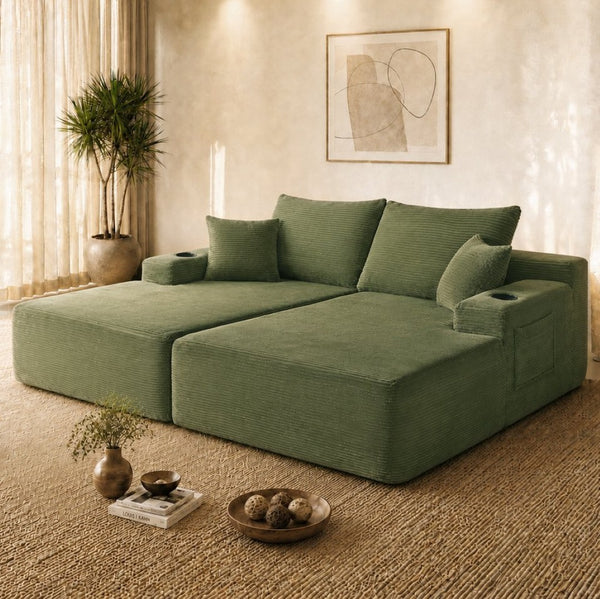 English Elm New1-69"cloud Corduroy Sectional Deep Seat Lounge Sofa for Modern Living Spaces W3975P487939