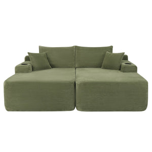 English Elm New1-69"cloud Corduroy Sectional Deep Seat Lounge Sofa for Modern Living Spaces W3975P487939