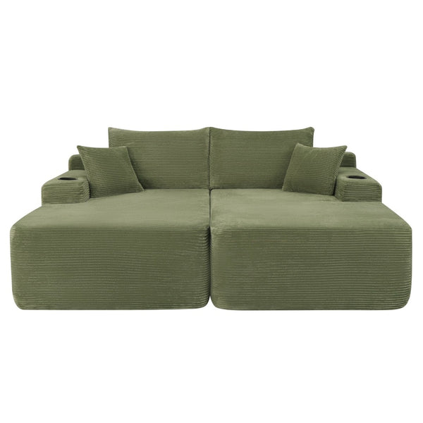English Elm New1-69"cloud Corduroy Sectional Deep Seat Lounge Sofa for Modern Living Spaces W3975P487939