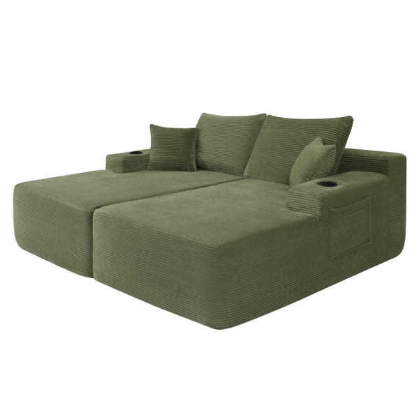 English Elm New1-69"cloud Corduroy Sectional Deep Seat Lounge Sofa for Modern Living Spaces W3975P487939