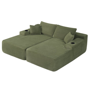 English Elm New1-69"cloud Corduroy Sectional Deep Seat Lounge Sofa for Modern Living Spaces W3975P487939