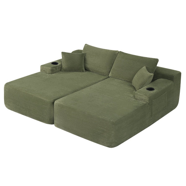 English Elm New1-69"cloud Corduroy Sectional Deep Seat Lounge Sofa for Modern Living Spaces W3975P487939
