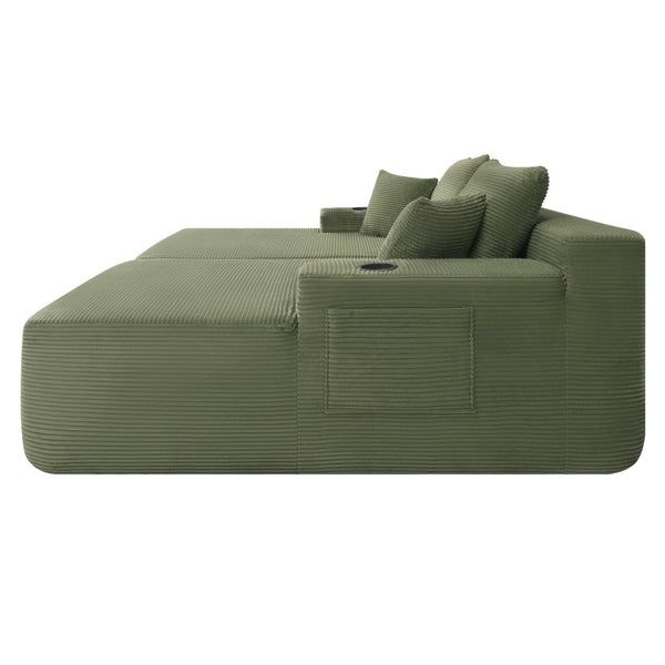 English Elm New1-69"cloud Corduroy Sectional Deep Seat Lounge Sofa for Modern Living Spaces W3975P487939