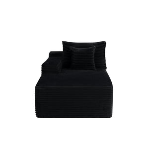 English Elm 37.5-inch Left Chaise Sectional Module in Black Velvet with Built-in Cup Holder W3975P488879