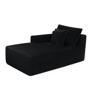 English Elm 37.5-inch Left Chaise Sectional Module in Black Velvet with Built-in Cup Holder W3975P488879
