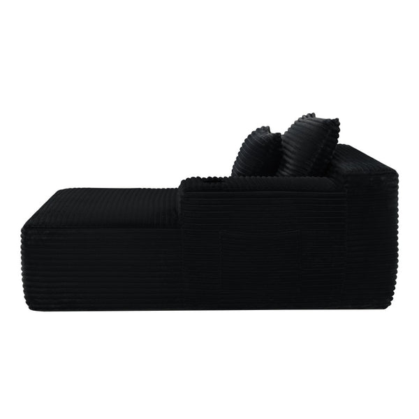 English Elm 37.5-inch Velvet Chaise Lounge with Cup Holder Modular Living Room Sectional Seat W3975P488880