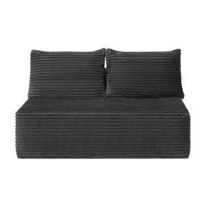 English Elm 58-inch Velvet Two Seat Chaise Sofa with Cup Holder for Modern Living Rooms Grey W3975P488897