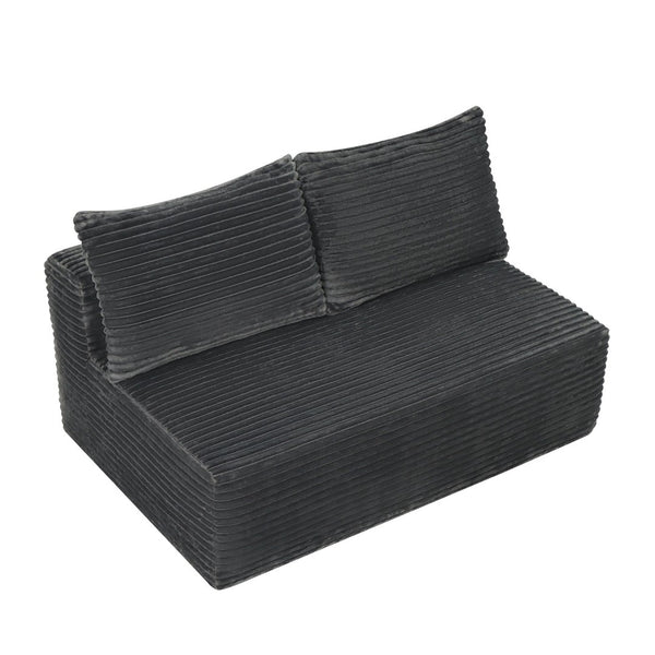 English Elm 58-inch Velvet Two Seat Chaise Sofa with Cup Holder for Modern Living Rooms Grey W3975P488897