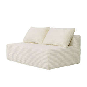 English Elm 58-inch Velvet Two Seat Chaise Sofa with Cup Holder for Modern Living Rooms Beige W3975P488900