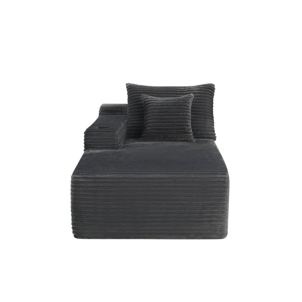 English Elm 37.5-inch Modular Velvet Chaise Sectional with Cup Holder for Contemporary Living Rooms Grey Left Chaise W3975P488904