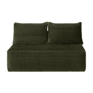 English Elm 58-Inch Reversible Chaise Sectional Corduroy Velvet Sofa with Cup Holder for Living Room Green Plush Velvet W3975P489198