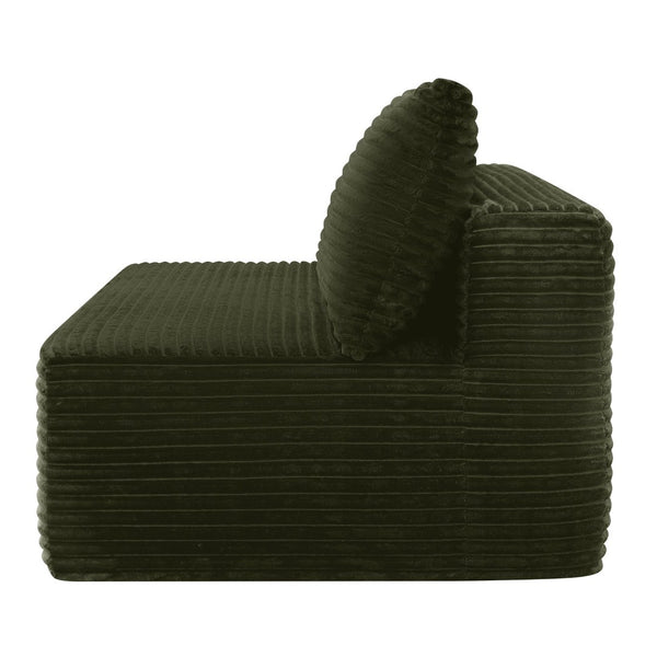 English Elm 58-Inch Reversible Chaise Sectional Corduroy Velvet Sofa with Cup Holder for Living Room Green Plush Velvet W3975P489198