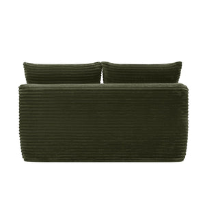 English Elm 58-Inch Reversible Chaise Sectional Corduroy Velvet Sofa with Cup Holder for Living Room Green Plush Velvet W3975P489198