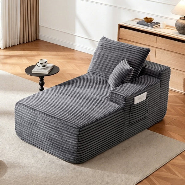 English Elm 37.5-Inch Right Chaise Velvet Sectional Module for Living Room Cloud Seating W3975P491135