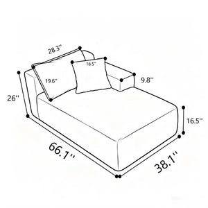 English Elm 37.5-Inch Right Chaise Velvet Sectional Module for Living Room Cloud Seating W3975P491135