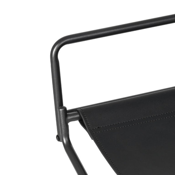English Elm 21 Inch Folding Directors Chair PU Leather High Back Portable Outdoor Camping Seat Black W3975P495123